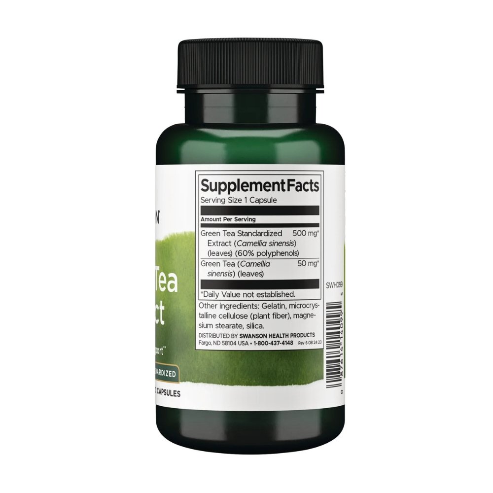 Swanson Green Tea Extract, 500MG. For Antioxidant, Immune, Metabolic Support, 60 Capsules Exp: 12/2028 - Image 2