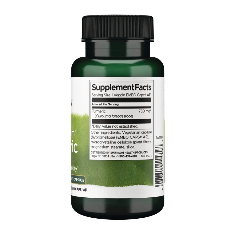 Swanson Full Spectrum Turmeric, 750MG. Potent Antiflammatory, Antioxidant, Joint Support, 30 Capsules Exp:12/2027 - Image 2