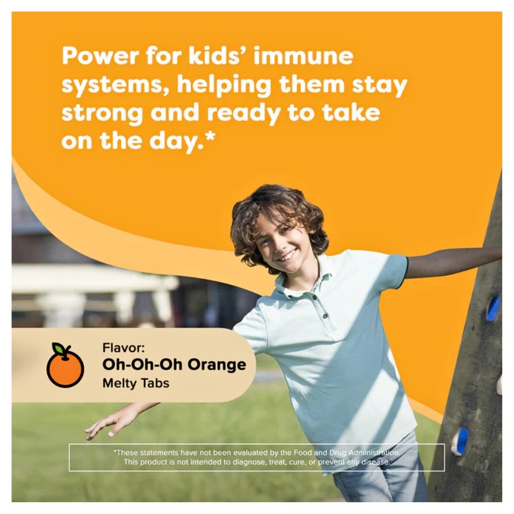 Renzo's Invincible Kids Vitamin C with Elderberry, Vitamin C & Zinc, For Immune Support, 60 Sugar-Free Melty Tabs, Orange Flavor Exp: 09/2027 - Image 3