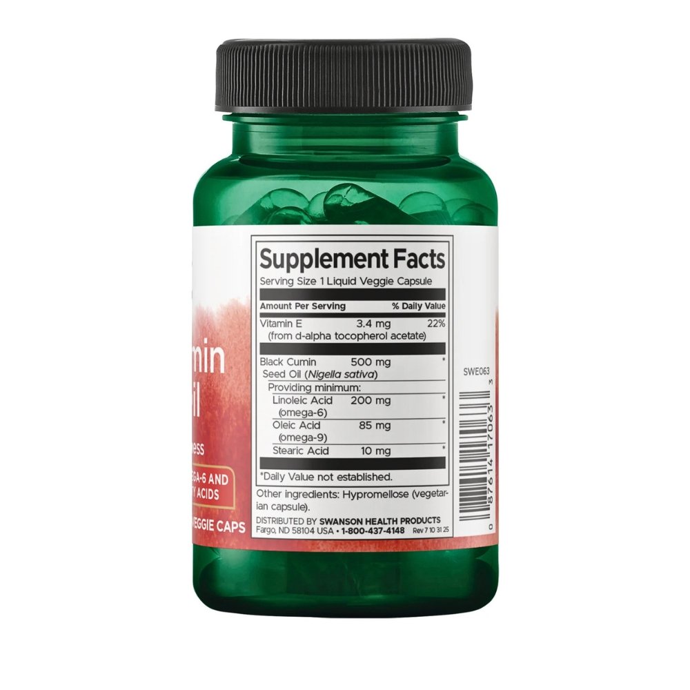 Swanson Black Cumin Seed Oil, For Total Body Wellness, Antioxidant, Antinflammatory Support. 60 Liquid Capsules. Exp: 10/2028 - Image 2