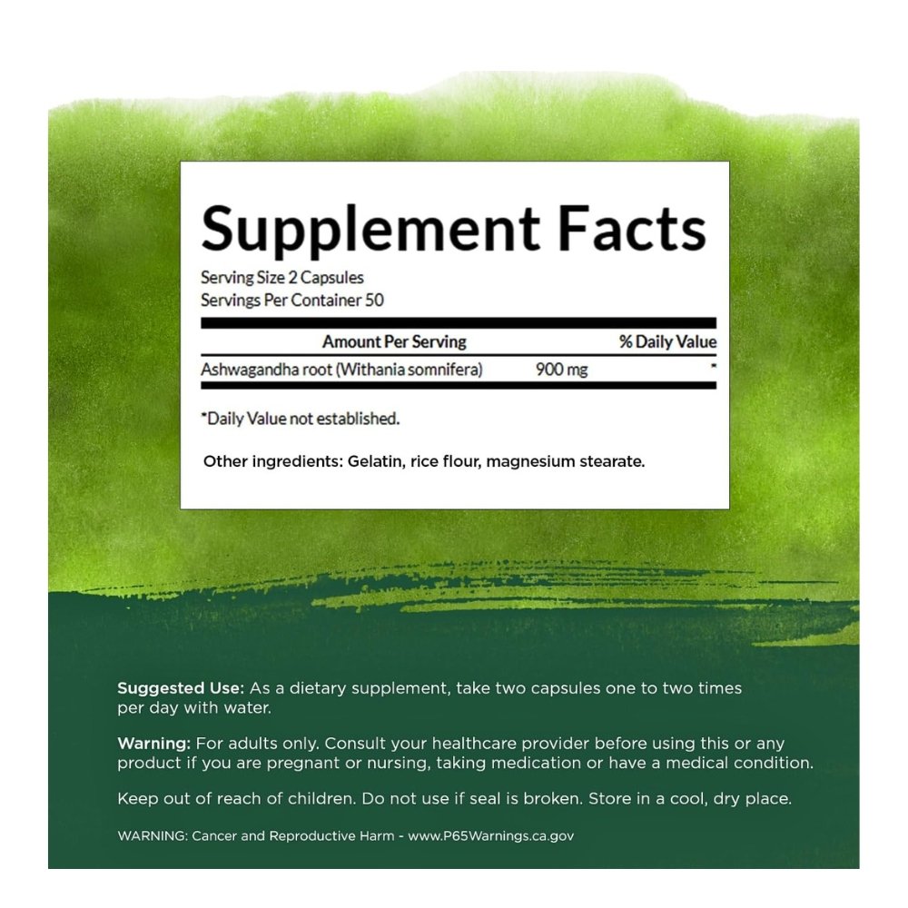 Swanson Full Spectrum Ashwagandha, 450MG. Natural Stress, Energy, Sleep & Immune Support, 100 Capsules Exp: 02/2029 - Image 2