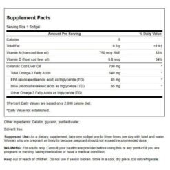 Alternative view of Swanson Double Strength Cod Liver Oil, 750MG. Triple-Action Omega-3 & Vitamins For Brain, Heart & Joint Support,  30 Softgels.                                         Exp: 01/2027