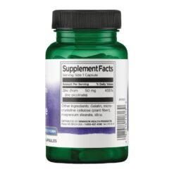 Alternative view of Swanson Vitamins Extra Strength Zinc Picolinate, 50 mg. For Immune Support, Acne, Skin & Hormonal Health, 60 Capsules.      Exp: 01/2029
