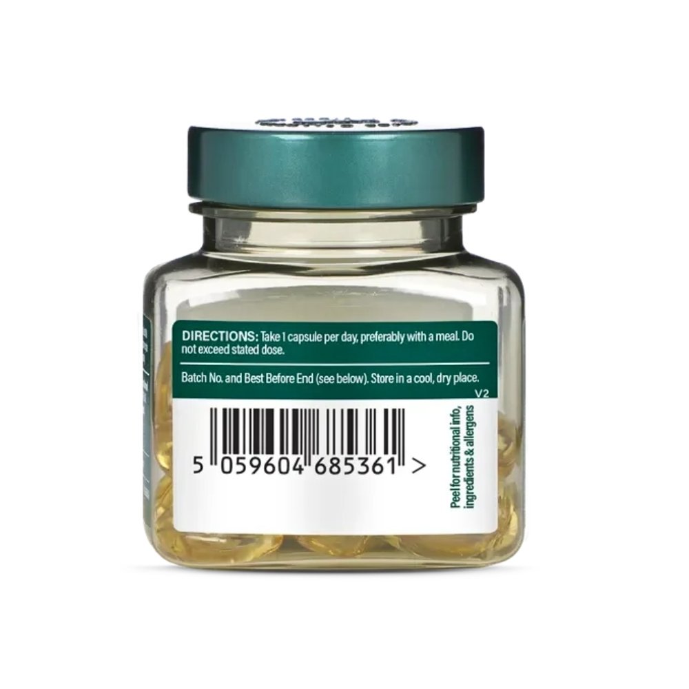 Holland & Barrets (H&B) Cod Liver Oil 500mg, with Omega-3, Vitamin A & D. For Brain, Heart and Immune Support- 30 Capsules Exp: - Image 2