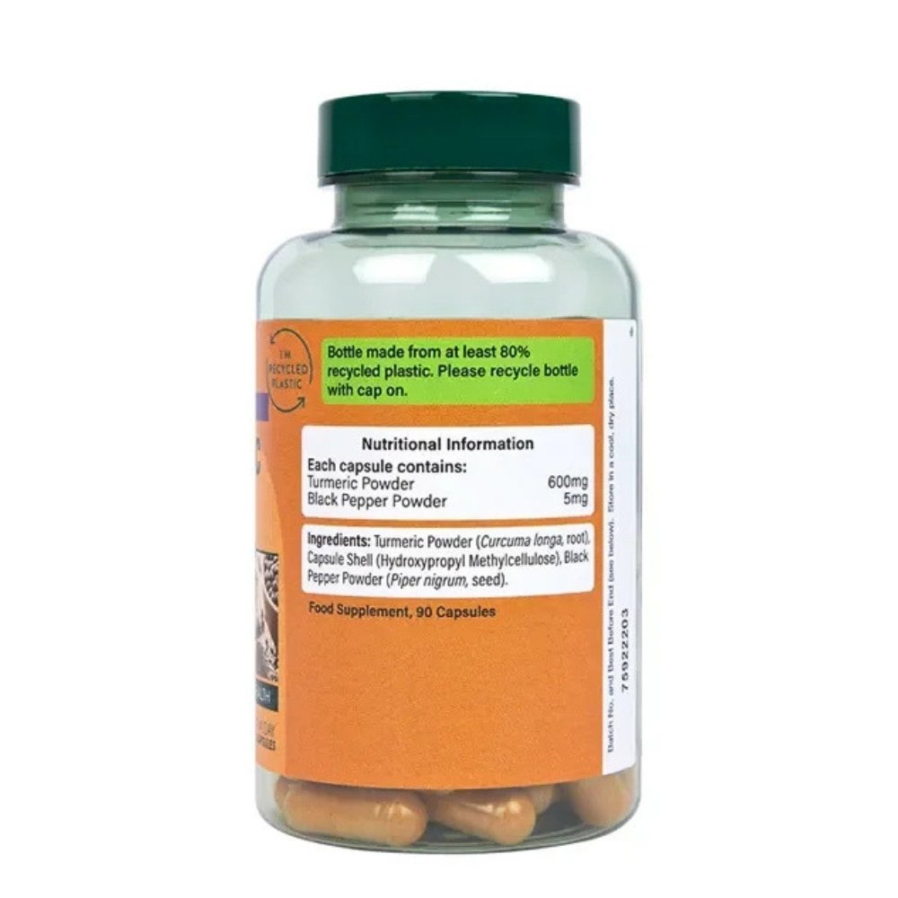 Holland & Barrets (H&B) Turmeric 600mg, with Black Peppper. For Joint & Mobility Support Formula-90 Capsules Exp: - Image 2
