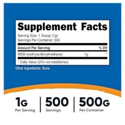 Alternative view of Nutricost Pure MSM Powder For Men & Women, 3000MG. Supports Hair, Skin, Nails, Joint Health, & Mobility, 500G.                                              Exp: 12/2028