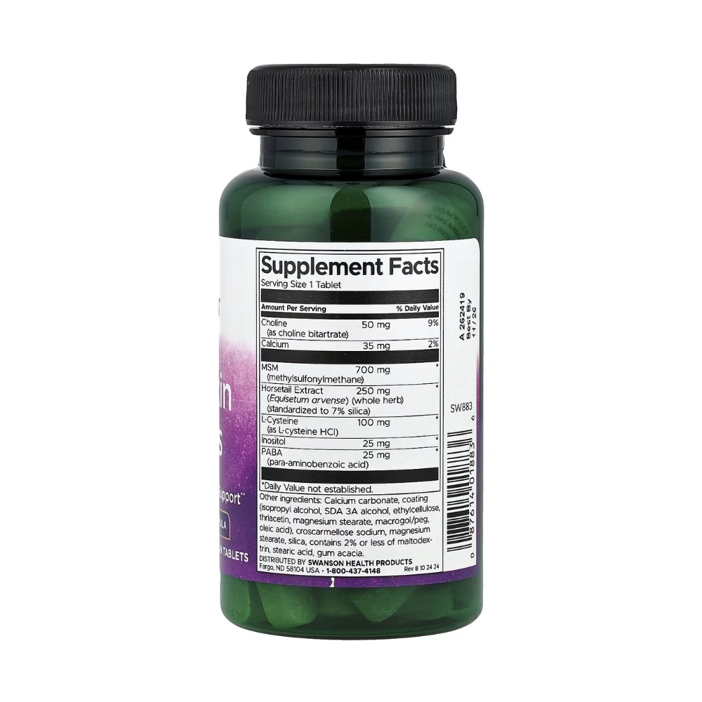 Swanson Vitamins Hair, Skin & Nails with MSM & Horsetail Extract. Beautifying Nutritional Support For Healthier, Longer Hair, Skin & Nails. 60 Tablets Exp: 09/2027 - Image 2