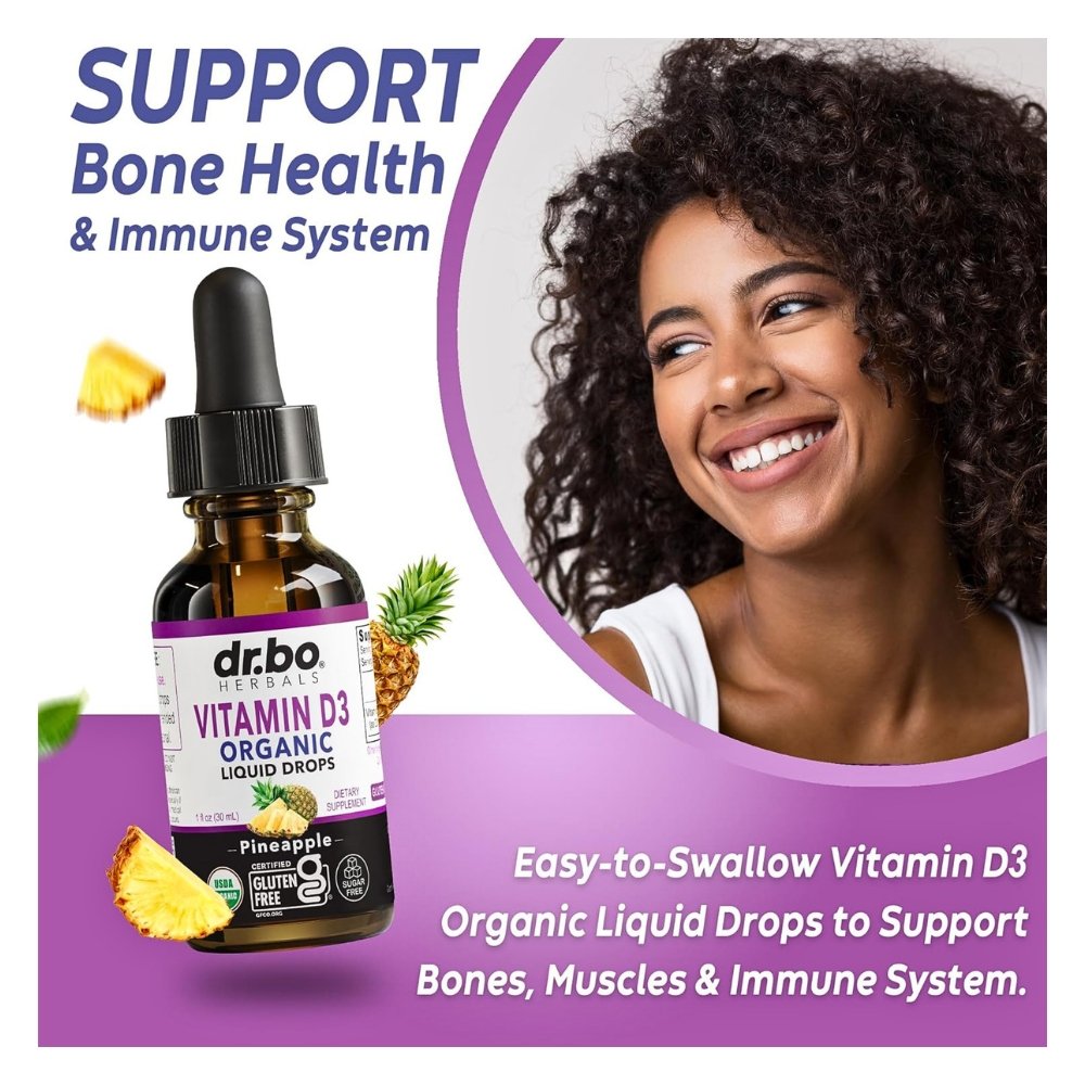 Dr BO. Vegan Vitamin D3 Liquid Drops For Adults & Kids, 4000 IU. Sublingual Supplement For Immune & Bone Health, 30mls. Exp: 08/2027 - Image 3