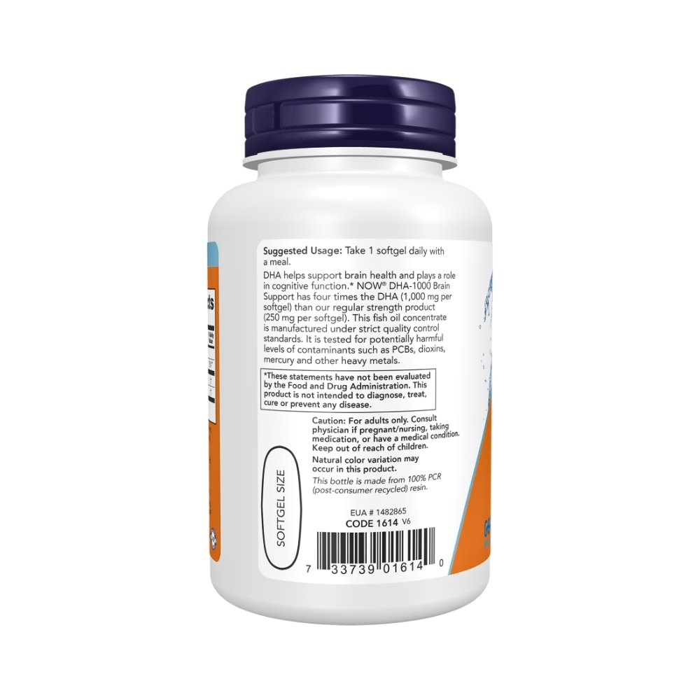 Now Foods DHA-1000, Burpless Fish Oil, Support For Brain, Cardiovascular, Eye Health & Inflammation, 90 Softgels |3+ Months Supply| Exp: 01/2028 - Image 3