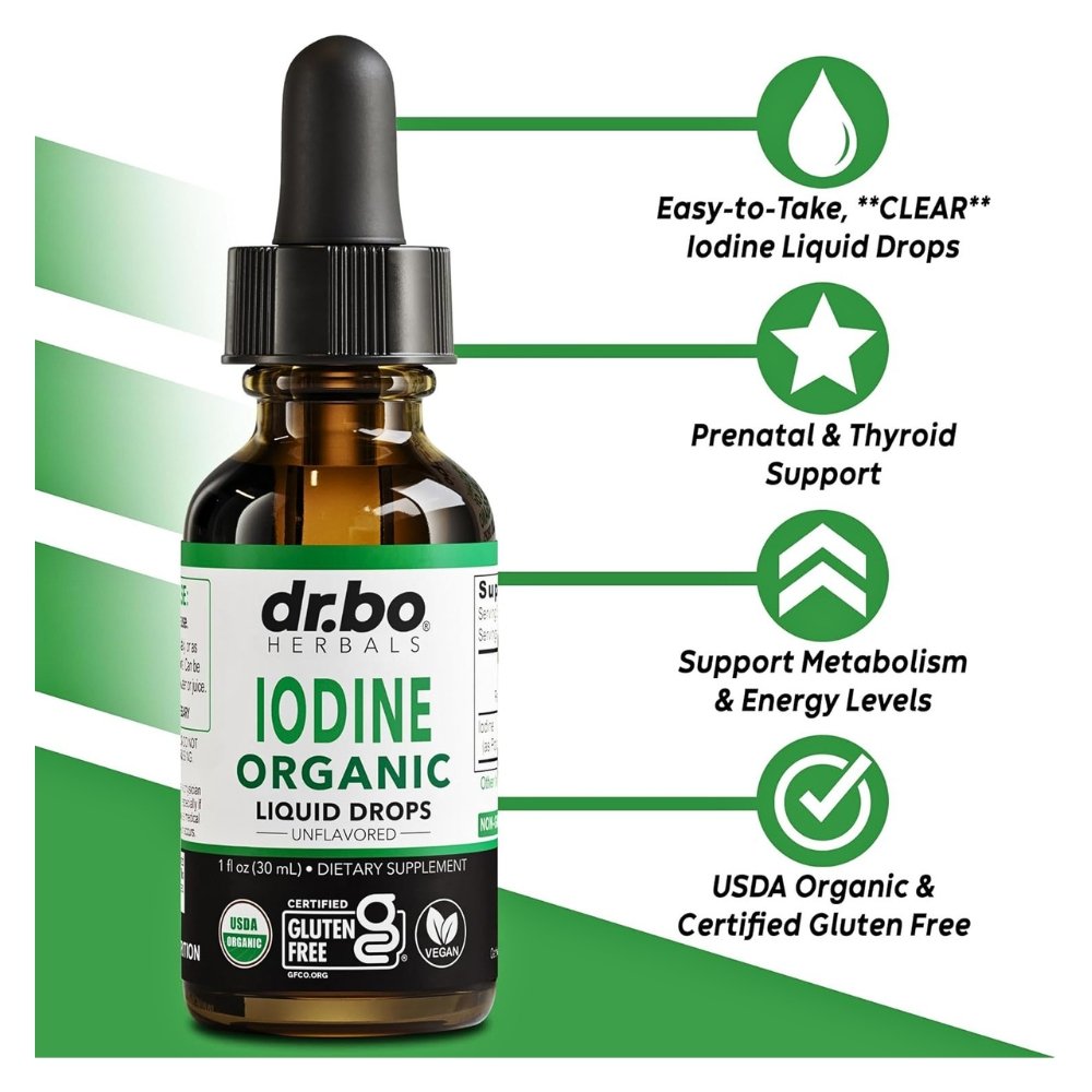 Dr Bo Herbals Clear Iodine Liquid Drops, Potassium Iodide. For Thyroid Support, Improved Energy. 30mls Exp:11/2027 - Image 3