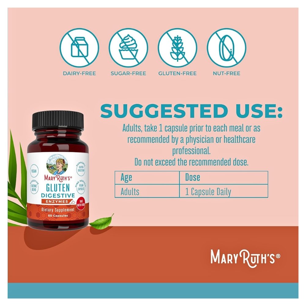 Mary Ruth's Gluten Digestive Enzymes. Gentle Gluten Digestion & Gut Support, 60 Capsules Exp: 12/2026 - Image 3