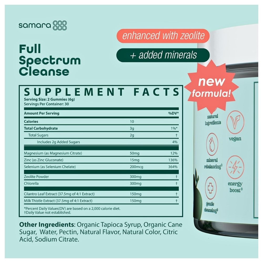 Samara Rebalance Zeolite & Chlorella Detox for Kids & Adults, Gentle Daily Toxin Cleanse For Heavy Metals, Environmental Toxins , 60 Green Apple Exp: - Image 3