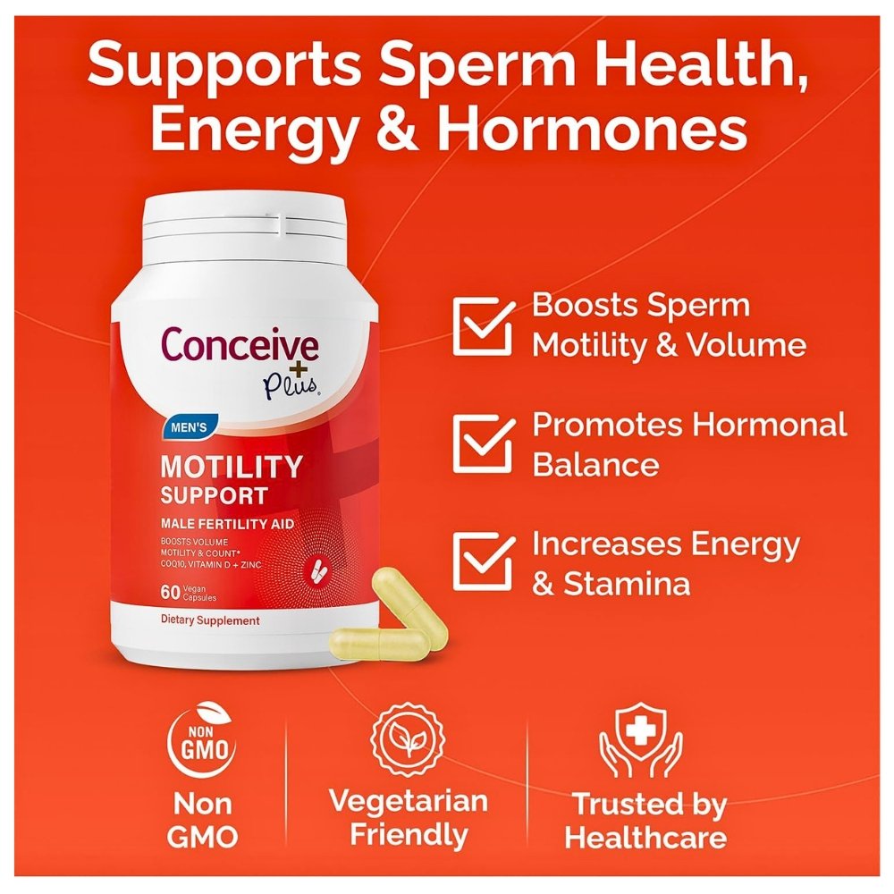 CONCEIVE PLUS Motility Support for Men With Vitamin D, E, Zinc, Antioxidants. To Boost Sperm Volume & Count, 60 Capsules. Exp: 08/2028 - Image 3