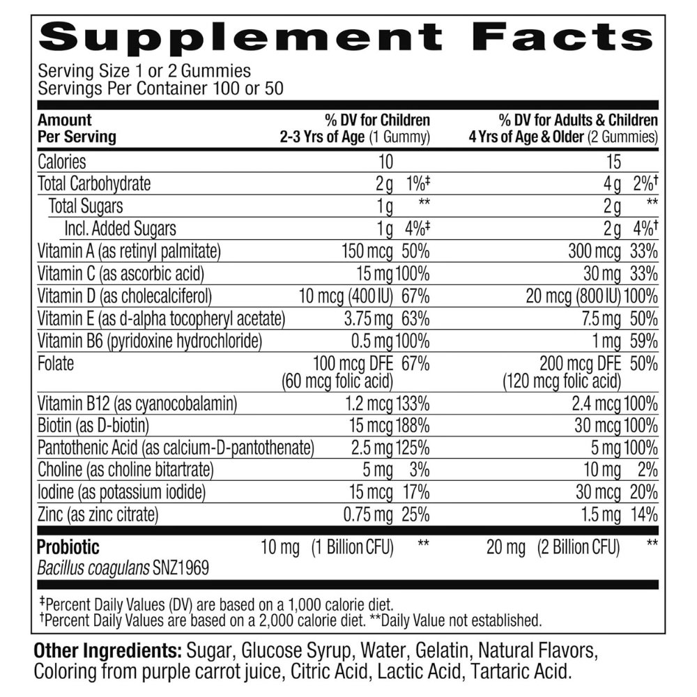 OLLY Kids Multivitamin & Probiotics. For Digestive, Growth & Immune Support, 100 Chewable Gummies, Berry Flavored. |3+ Months Supply| Exp: 07/2027 - Image 3
