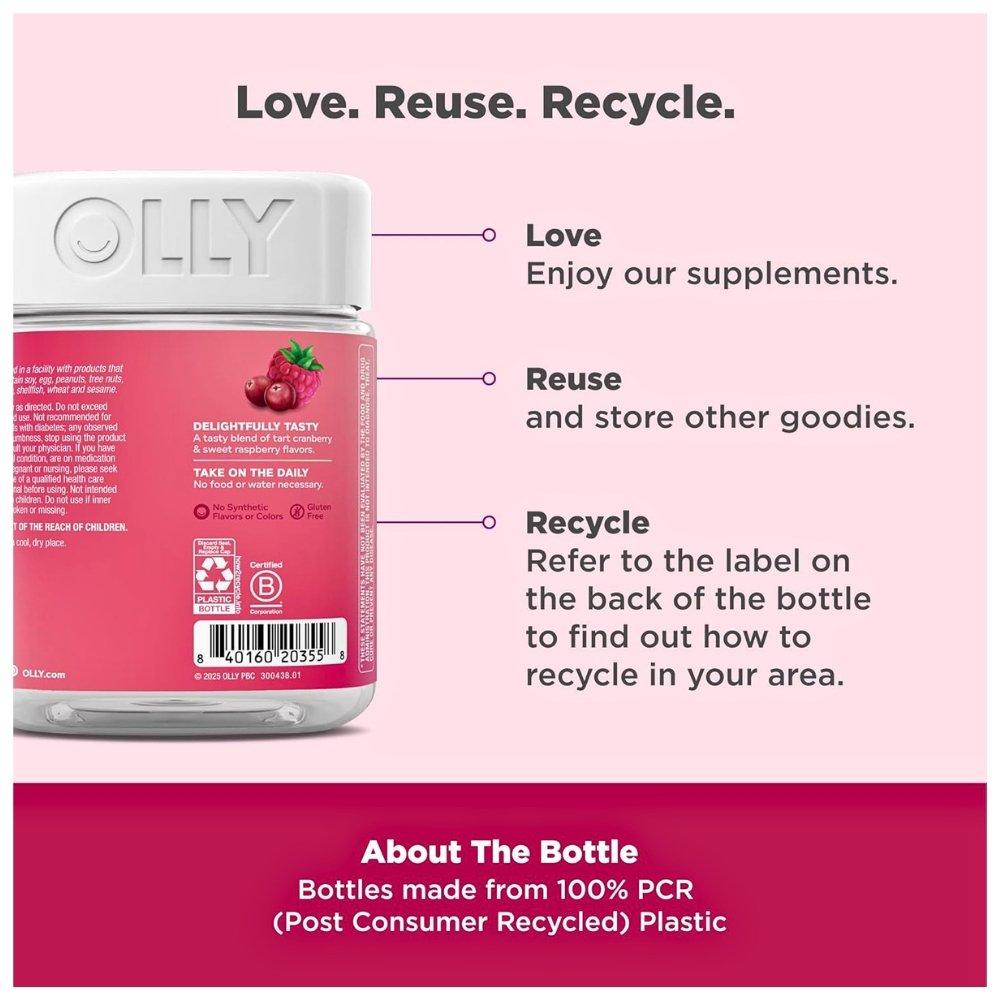 OLLY Period Hero Gummies, With Chasteberry, Vitamin B6, Calcium. PMS, Menstrual Pain Support, Cran-Raspberry Flavor, 60 Count Exp: 02/2027 - Image 3