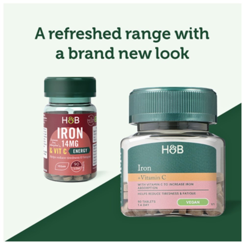 Holland & Barrett (H&B) Iron, with Vitamin C, For Immune Support, Anaemia Prevention, Energy levels, -120 Tablets - Image 3