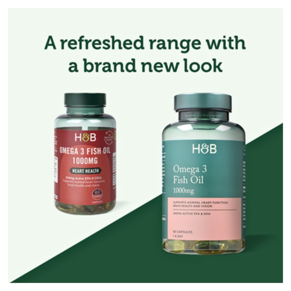 Holland & Barrett (H&B) Omega-3 Fish Oil, 1000mg. For Heart Function, Brain Health & Vision-60 Capsules - Image 3