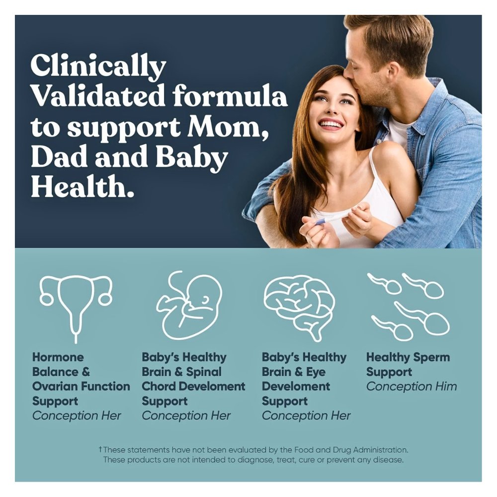 EU Natural Conception for Him & Her Bundle, Advanced Fertility Support for Couples, For Hormonal Balance, Cycle & Ovulation Support + Sperm Count, Motility & Strength - 120 Vegetarian Capsules Exp: - Image 3