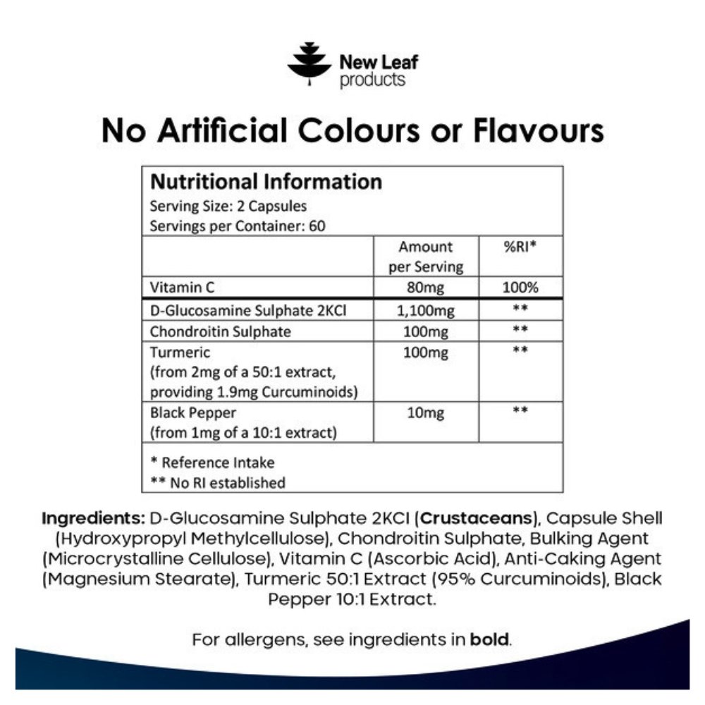 New Leaf Product Glucosamine & Chondroitin Complex with Vitamin C- Joint, Cartilage & Bone Support -120 Capsules - Image 3