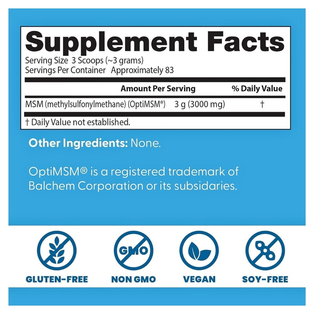 Doctor's Best MSM Powder For Men & Women, 3000MG. Supports Hair, Skin, Nails, Joint Health, & Mobility, 250G. Exp: 12/2028 - Image 3