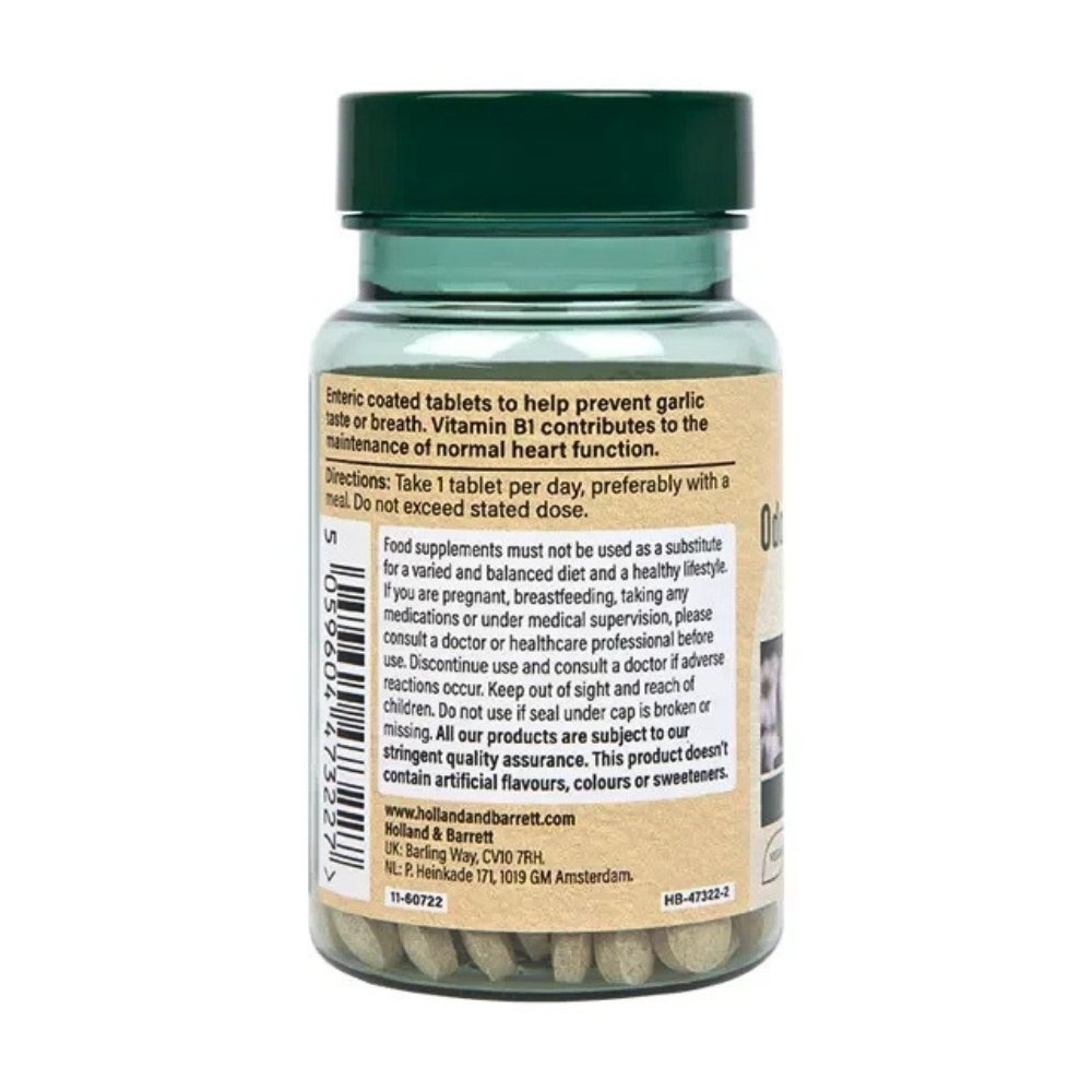Holland & Barrett (H&B) Odourless Garlic, 500mg. Natural Immune & Heart Support- 120 Tablets Exp: - Image 3