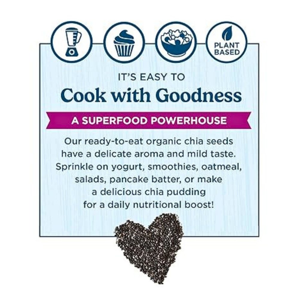 Carrington Farms Organic Chia Seeds, Gluten Free, USDA Organic, With Omega-3, Fibre, Antioxidants. Plant-Based Wellness Support, 360G Exp: 10/2027 - Image 4