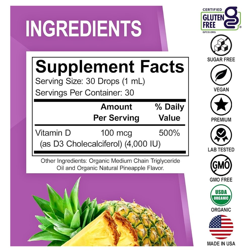 Dr BO. Vegan Vitamin D3 Liquid Drops For Adults & Kids, 4000 IU. Sublingual Supplement For Immune & Bone Health, 30mls. Exp: 08/2027 - Image 4