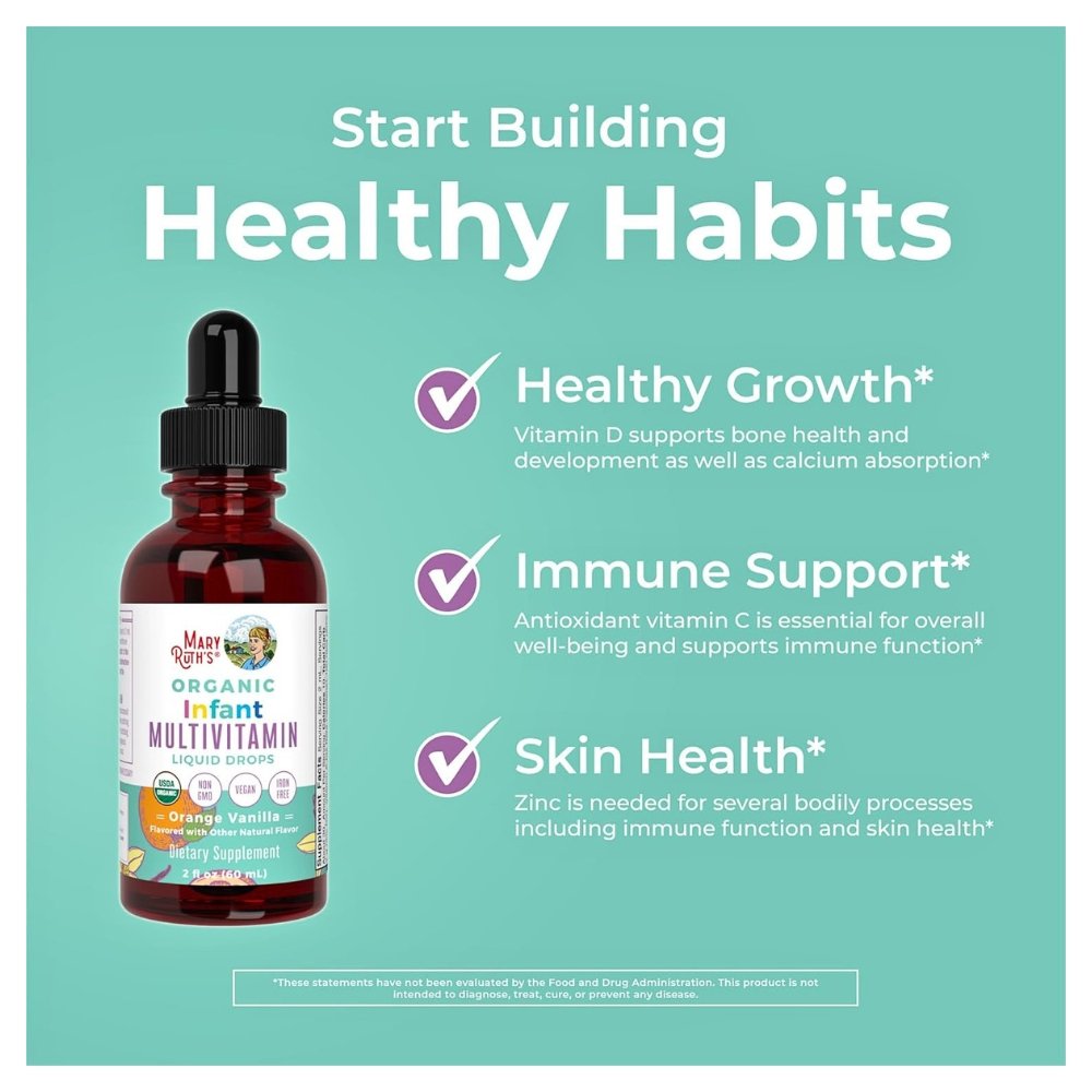 Mary Ruth's Organics Liquid Drops Multivitamin for Infants 6-12 Months. Gentle Nutrition, Immune Support For Growing Babies , 60mls Exp: 11/2027 - Image 3