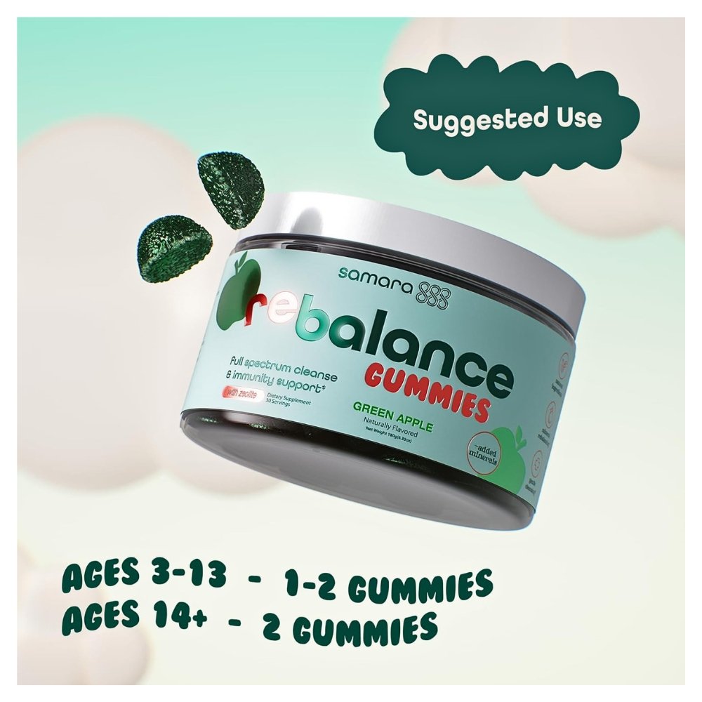 Samara Rebalance Zeolite & Chlorella Detox for Kids & Adults, Gentle Daily Toxin Cleanse For Heavy Metals, Environmental Toxins , 60 Green Apple Exp: - Image 4
