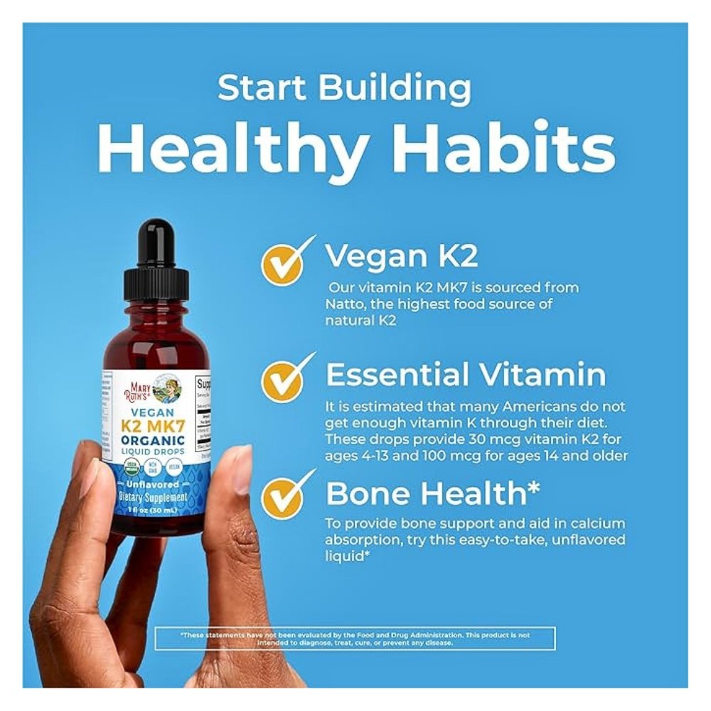 Mary Ruth’s Organic Vitamin K2, MK7 Liquid Drops for Adults & Kids. For Bone Health & Calcium Absorption Exp: 01/2028 - Image 4