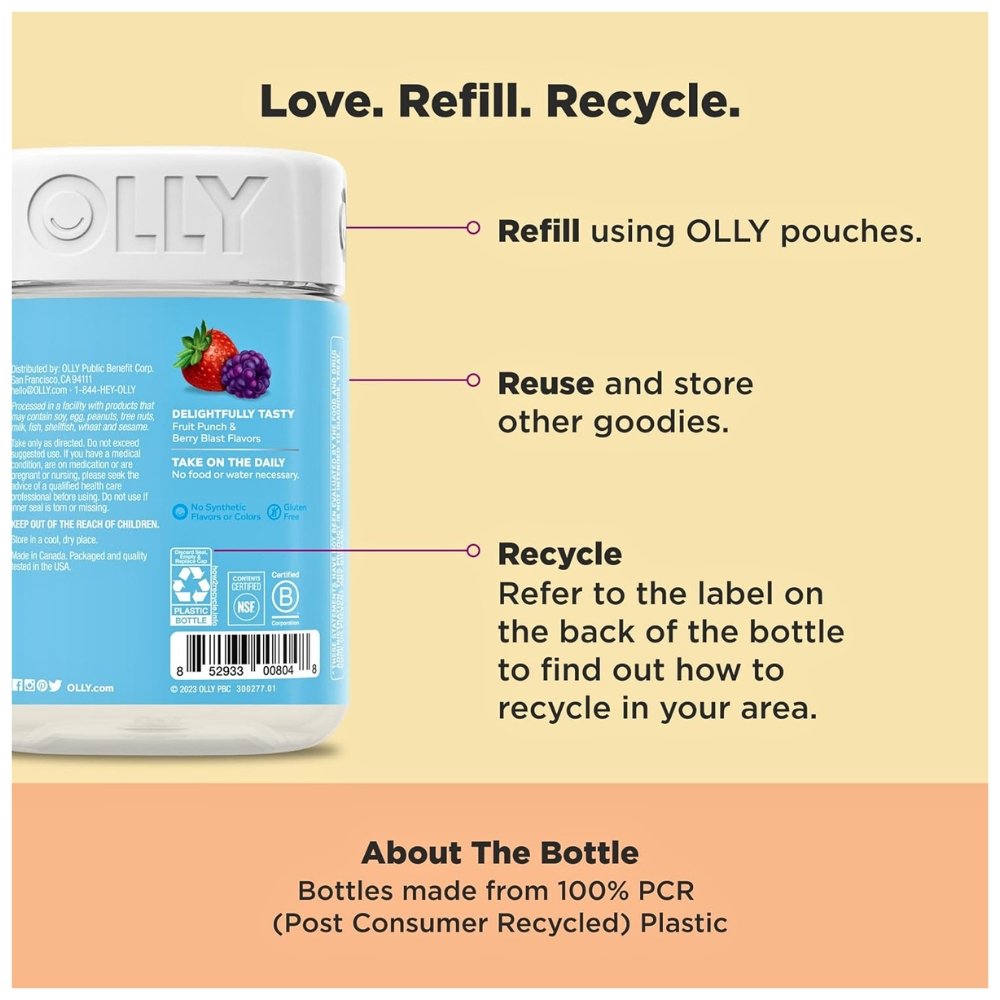 OLLY Kids Multivitamin & Probiotics. For Digestive, Growth & Immune Support, 100 Chewable Gummies, Berry Flavored. |3+ Months Supply| Exp: 07/2027 - Image 4