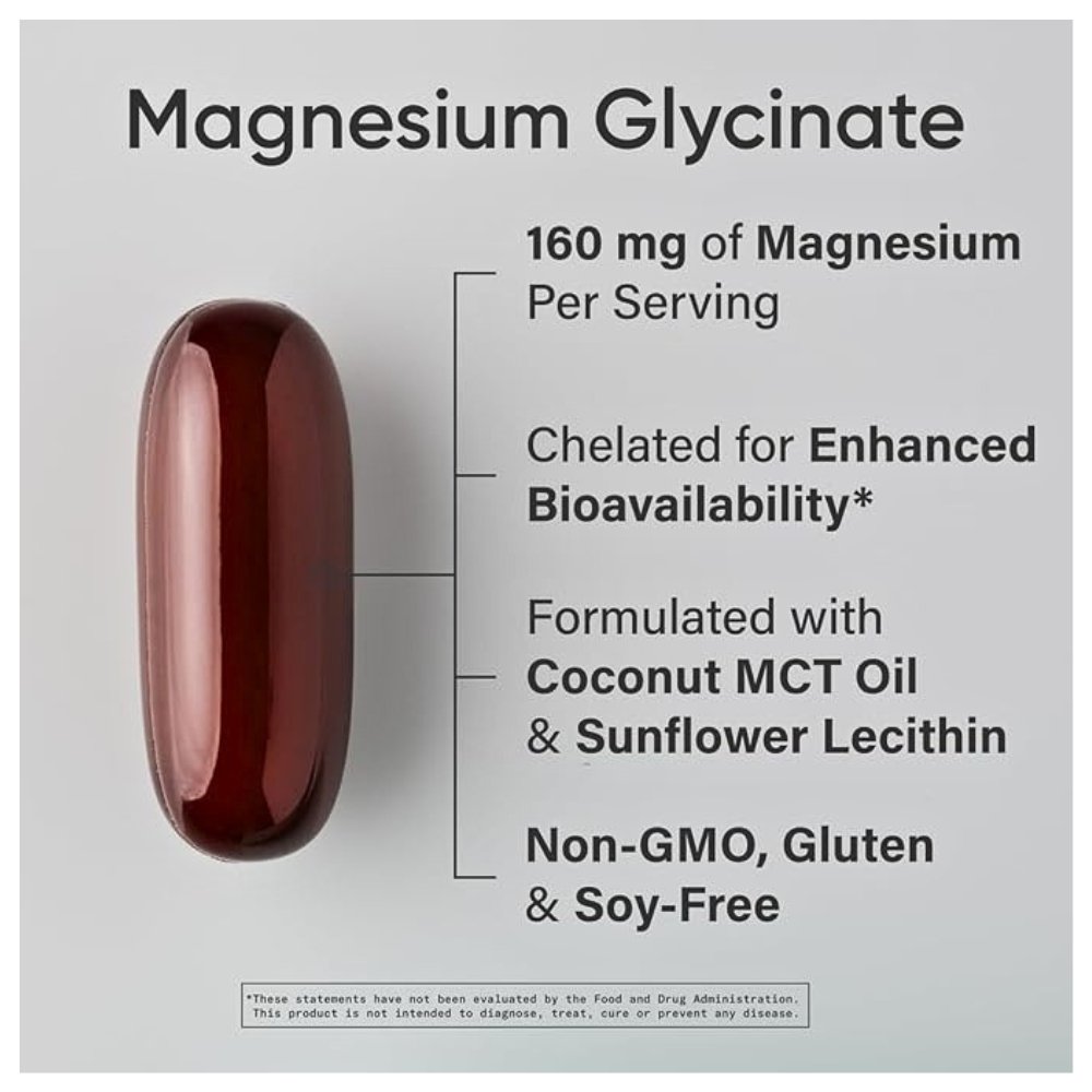 Sports Research Magnesium Glycinate, 160MG. For Blood Pressure Control, Restful Sleep, Bone Health, 60 Softgels. Exp: 01/2029 - Image 4