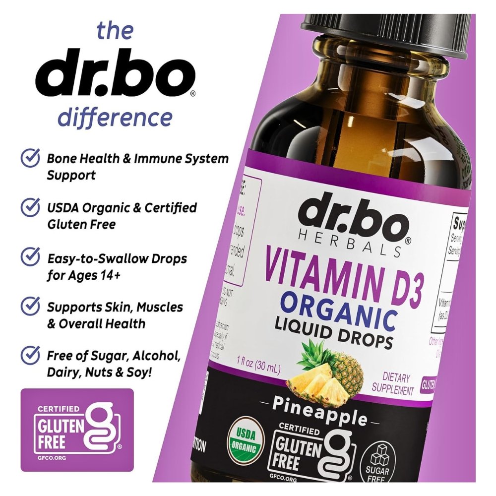 Dr BO. Vegan Vitamin D3 Liquid Drops For Adults & Kids, 4000 IU. Sublingual Supplement For Immune & Bone Health, 30mls. Exp: 08/2027 - Image 5