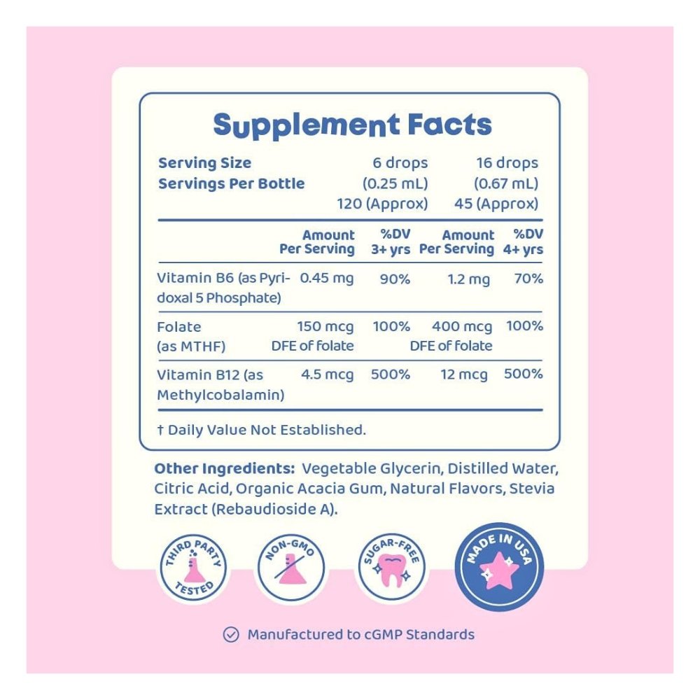 JoySpring MethylBee, Methylfolate Plus Methyl B12 Liquid Drops for Kids Ages 3+. Support for MTHFR, Mood, Behavior, Cognition, Organic Berry Flavor, 30mls Exp: 12/2027 - Image 4