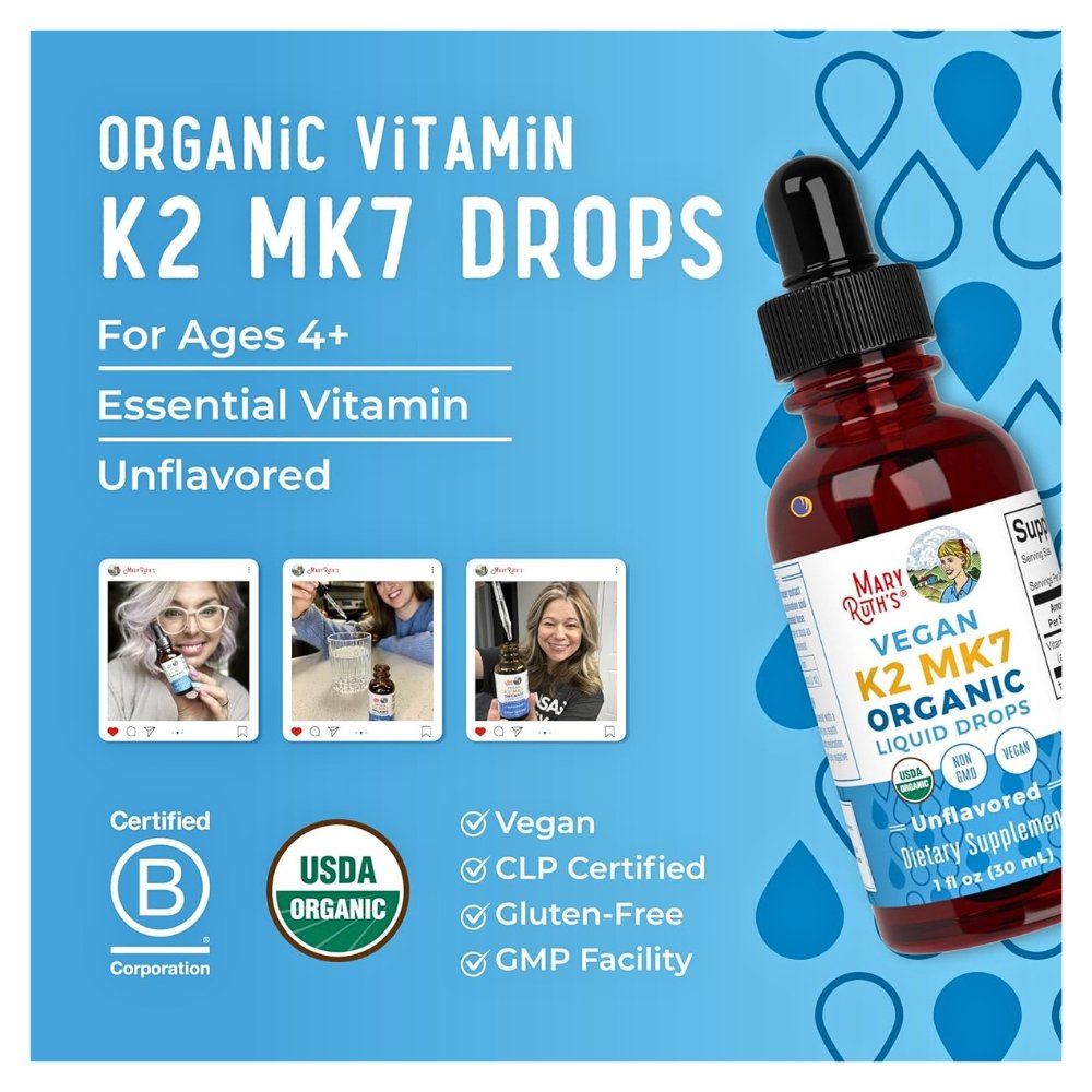 Mary Ruth’s Organic Vitamin K2, MK7 Liquid Drops for Adults & Kids. For Bone Health & Calcium Absorption Exp: 01/2028 - Image 5