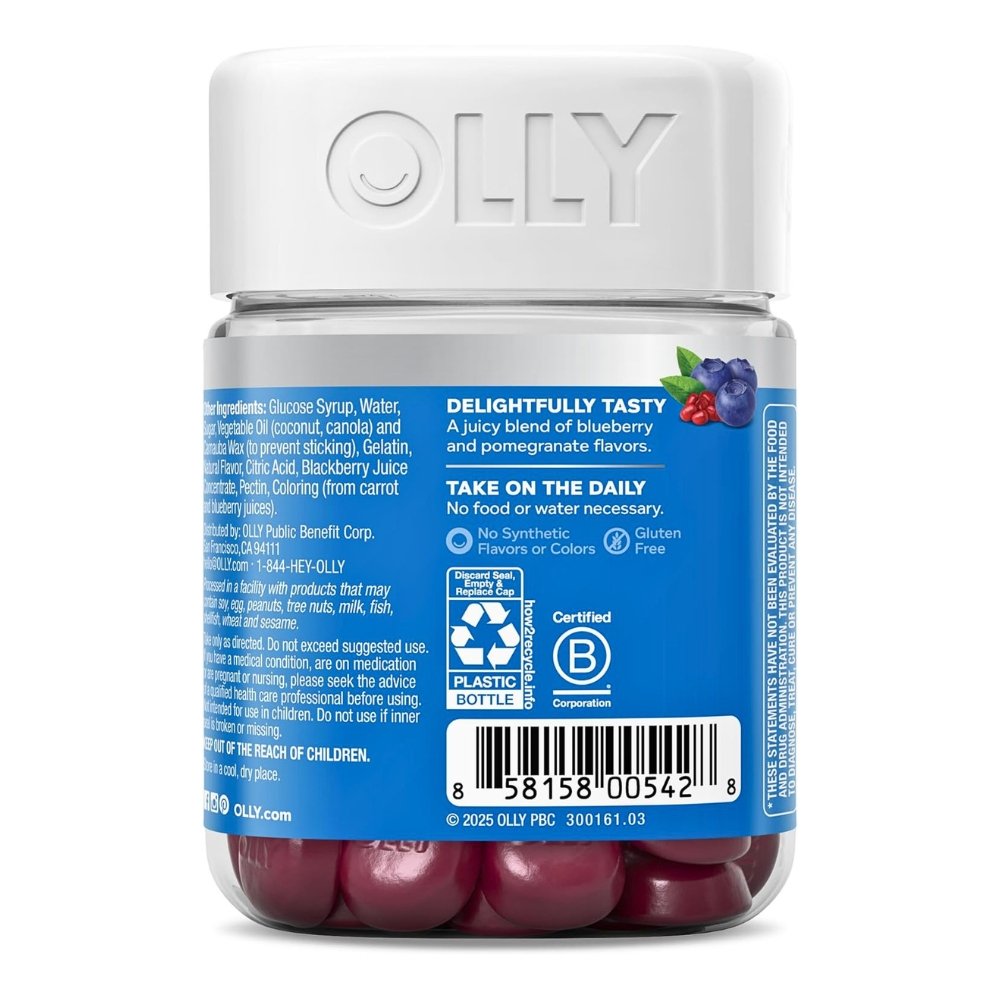 OLLY Glowing Skin With Hyaluronic Acid, Collagen Peptides, Sea Buckthorn, For Hydrated, Youthful, Glowing Skin, 50 Gummies, Plump Berry Flavor, Exp: 06/2027 - Image 5