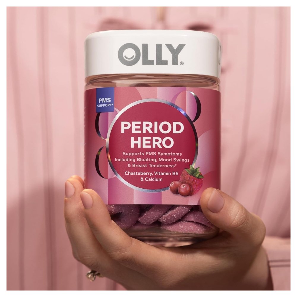 OLLY Period Hero Gummies, With Chasteberry, Vitamin B6, Calcium. PMS, Menstrual Pain Support, Cran-Raspberry Flavor, 60 Count Exp: 02/2027 - Image 5