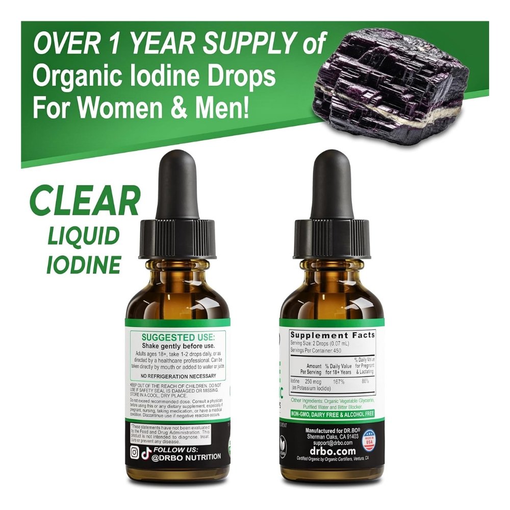 Dr Bo Herbals Clear Iodine Liquid Drops, Potassium Iodide. For Thyroid Support, Improved Energy. 30mls Exp:11/2027 - Image 6