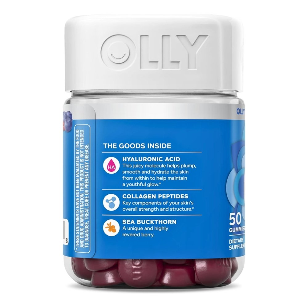 OLLY Glowing Skin With Hyaluronic Acid, Collagen Peptides, Sea Buckthorn, For Hydrated, Youthful, Glowing Skin, 50 Gummies, Plump Berry Flavor, Exp: 06/2027 - Image 6