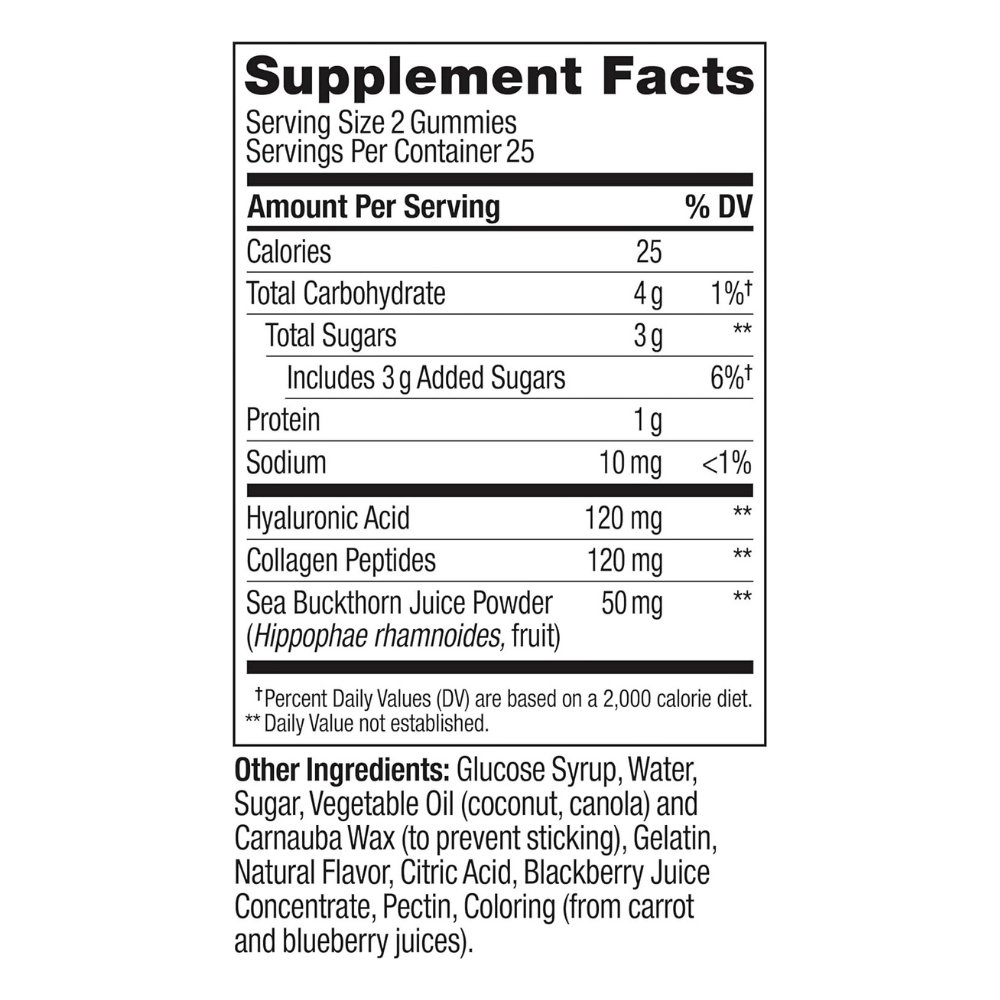 OLLY Glowing Skin With Hyaluronic Acid, Collagen Peptides, Sea Buckthorn, For Hydrated, Youthful, Glowing Skin, 50 Gummies, Plump Berry Flavor, Exp: 06/2027 - Image 7