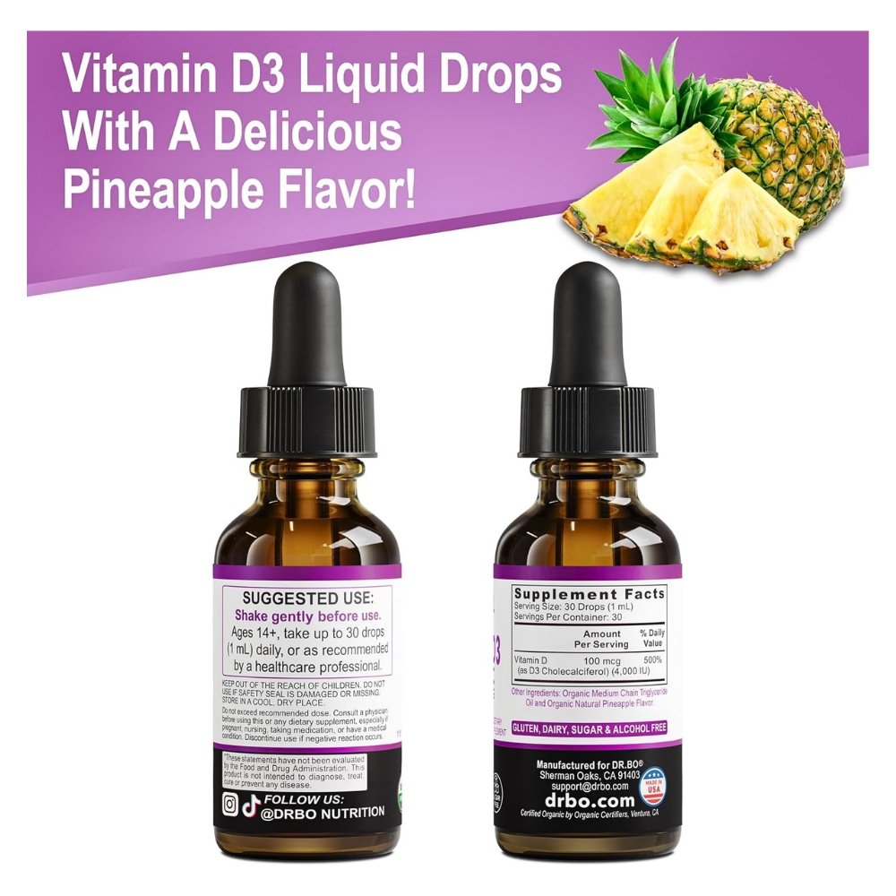 Dr BO. Vegan Vitamin D3 Liquid Drops For Adults & Kids, 4000 IU. Sublingual Supplement For Immune & Bone Health, 30mls. Exp: 08/2027 - Image 7