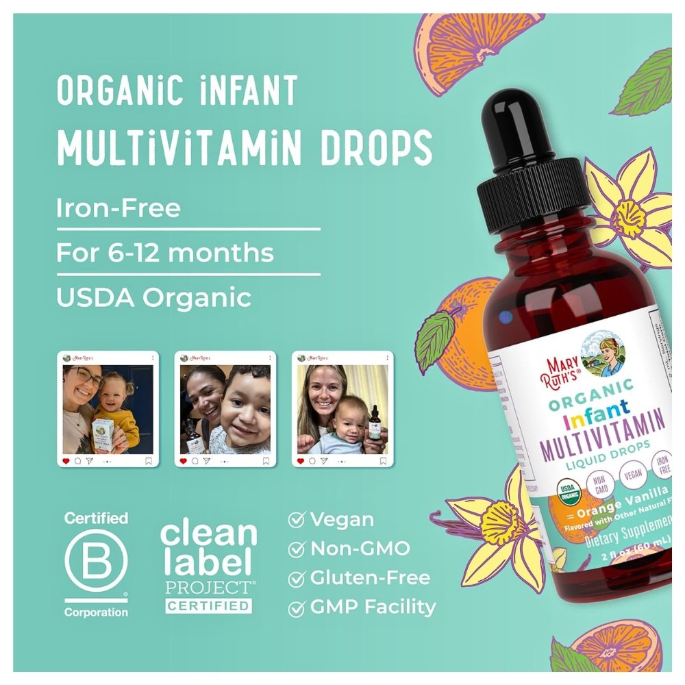 Mary Ruth's Organics Liquid Drops Multivitamin for Infants 6-12 Months. Gentle Nutrition, Immune Support For Growing Babies , 60mls Exp: 11/2027 - Image 6