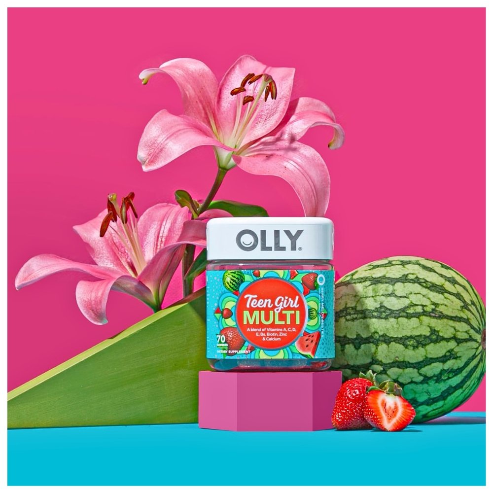 OLLY Teen Girl Multi Gummy, With 15 Essential Vitamins. For Healthy Skin & Immune Support, Berry Melon Flavor, 70 Count, Exp: 05/2027 - Image 8