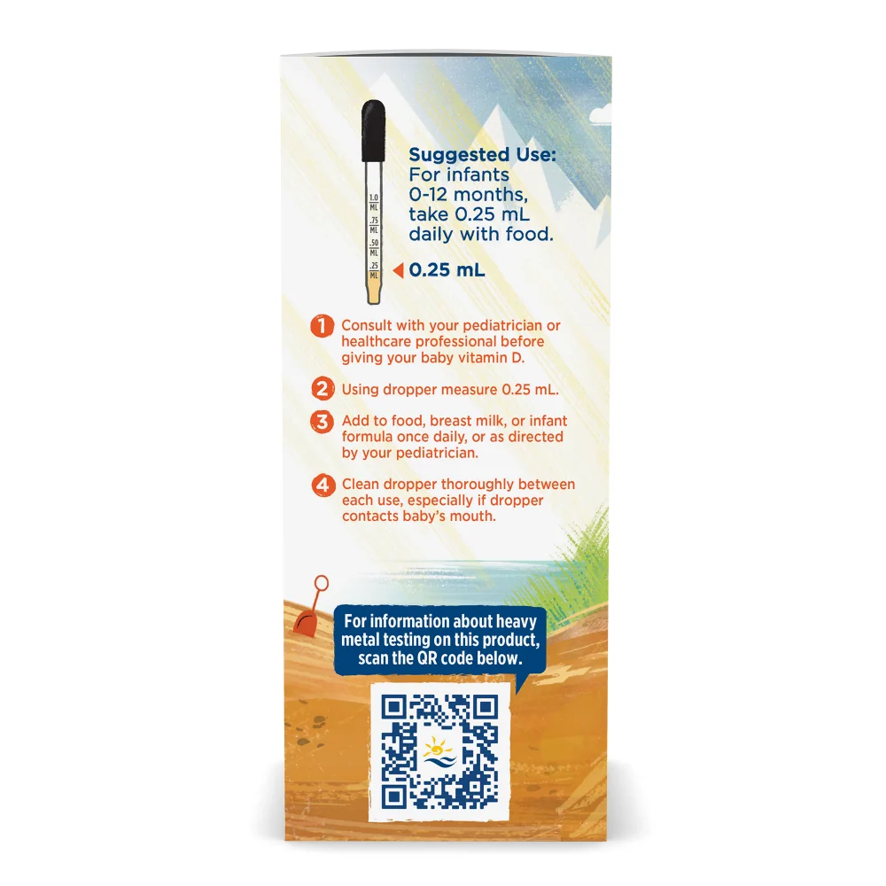 Nordic Naturals Baby’s Vitamin D3, Unflavored 400 IU Vitamin D3. For Healthy Bones, Immune System Support, Normal Sleep Rhythms Exp: 02/2028 - Image 4