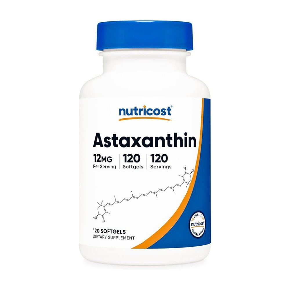 Nutricost Astaxanthin, 12MG. Detoxification, Antioxidant Support for Eye, Skin, Heart. 120 Softgels. |3 Months Supply| Exp: 01/2029