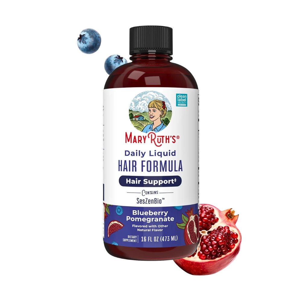 Mary Ruth's Daily Liquid Hair Formula With 500 mg SesZenBio™, Biotin, Vitamin C. For Thicker, Stronger Hair for Women | Hair, Skin, & Nail Health | Collagen Production. Sugar Free, 480mls Exp: 01/2028