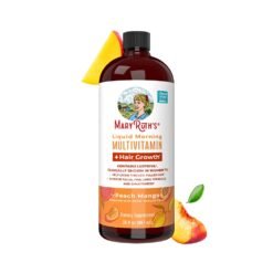 Mary Ruth's Liquid Multivitamin With Lustriva & Biotin 10000mcg. For Thicker Hair, Smoother Skin & Fewer Wrinkles,  450mls, Peach mango flavour.    Exp: 11/2027.