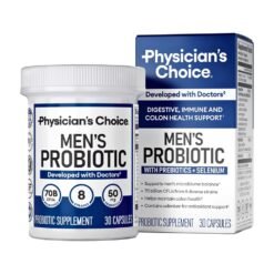 Physician's Choice Probiotics & Prebiotics For Men, 70 Billion CFU With Selenium & Organic Prebiotics. Supports Digestive Health, Microbiome, Colon, & Immune Health,  30 Count                                          Exp: 09/2027