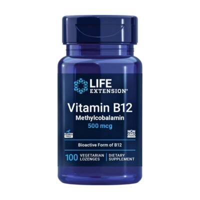 Life Extension Methylcobalamin (Vitamin B12), 500mcg. For Low Energy & Fatigue, Nerve Support,  100 Quick Dissolving Lozenges Exp: 10/2027
