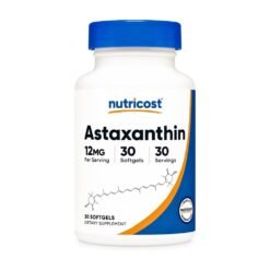 Nutricost Astaxanthin 12mg. Potent Antioxidant For Skin Health, Eye Protection, Inflammation   30 Softgels   Exp: 01/2029